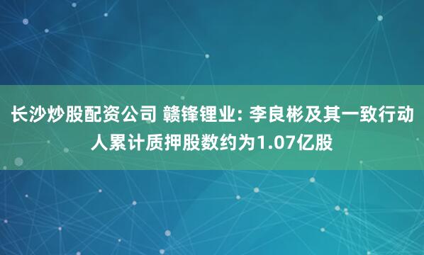 长沙炒股配资公司 赣锋锂业: 李良彬及其一致行动人累计质押股数约为1.07亿股